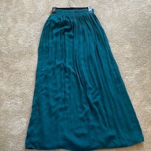 Teal Satin Maxi Skirt